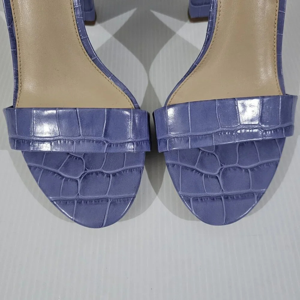 Sam Edelman Yaro Block Heel Sandal Womens 10 Purple Croc Embossed Leather